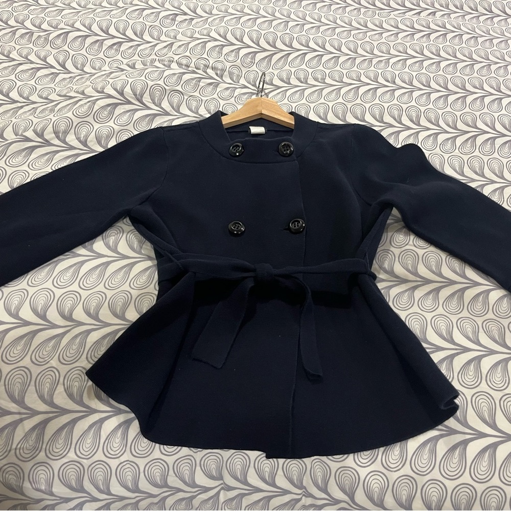 Button and tie front sweater Jacket